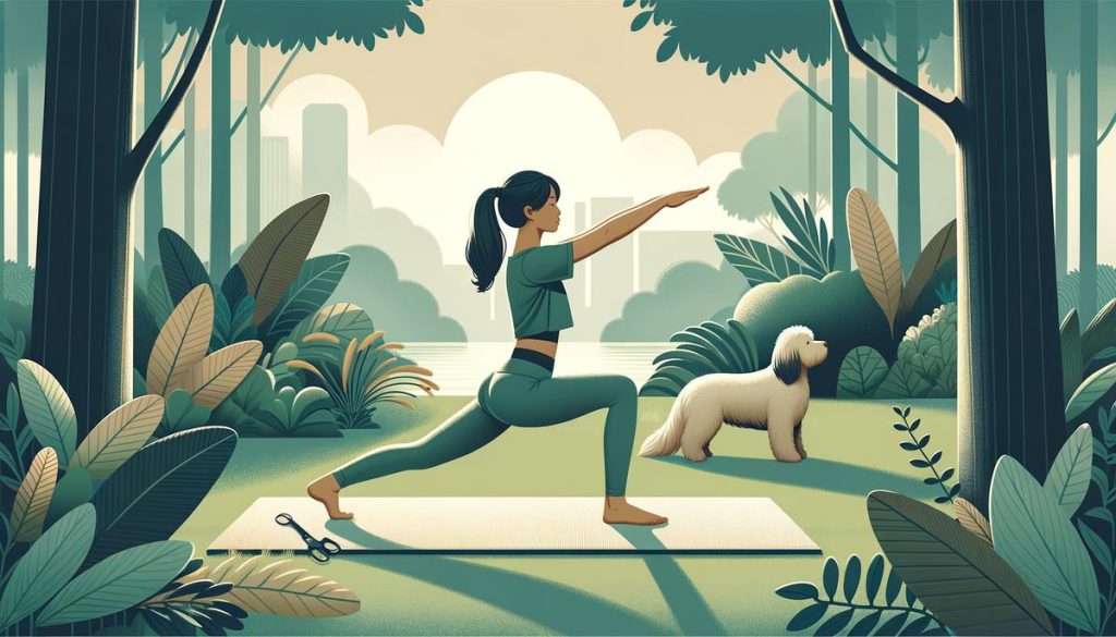 Femme souriante en tenue de sport, effectuant des squats dans un parc, symbolisant une approche personnalisée pour réduire la cellulite.